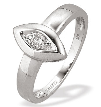 White Gold Diamond Solitaire Ring (012)