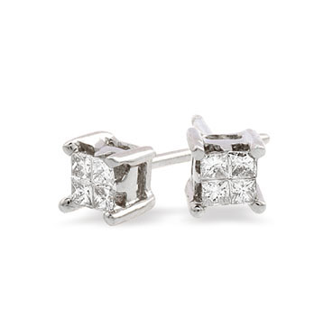 White Gold Diamond Stud Earrings (123)