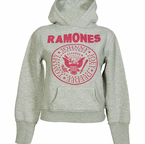 Amplified Clothing Ladies Grey Marl Ramones Logo Hoodie from