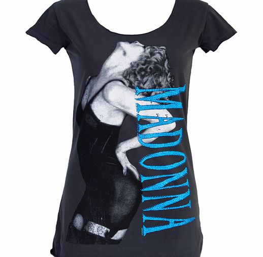 Ladies Madonna Material Girl Diamante T-Shirt