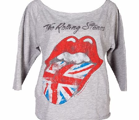 Amplified Clothing Ladies Rolling Stones UK Tongue Slash Neck