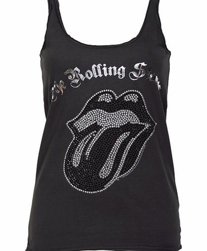 Amplified Clothing Ladies Silver Diamante Rolling Stones Strappy