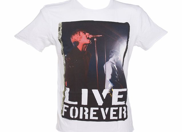 Amplified Ikons Mens Oasis Live Forever White T-Shirt from
