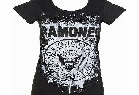 Ladies Charcoal Ramones Graffiti Logo T-Shirt