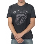 Amplified Mens Rolling Stones Diamante Classic Tongue T-Shirt Black