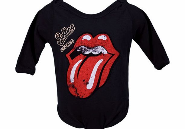 Amplified Vintage Kids Charcoal Rolling Stones Licks Babygrow from