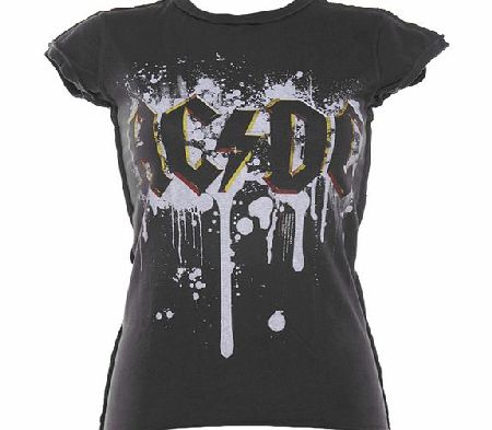 Amplified Vintage Ladies AC/DC Graffiti Logo Charcoal T-Shirt from