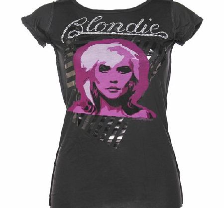 Amplified Vintage Ladies Blondie Foil and Stud Charcoal T-Shirt