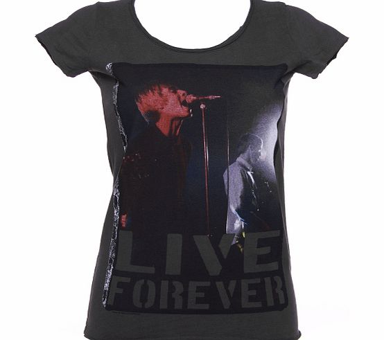 Amplified Vintage Ladies Charcoal Oasis Live Forever T-Shirt from