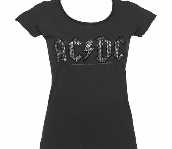 Amplified Vintage Ladies Charcoal Silver And Black Diamante AC/DC