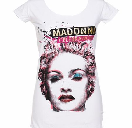 Ladies Madonna Celebration Foil White T-Shirt
