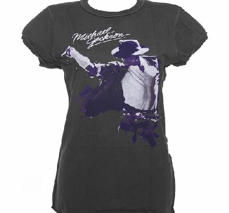 Ladies Michael Jackson Portrait Charcoal T-Shirt