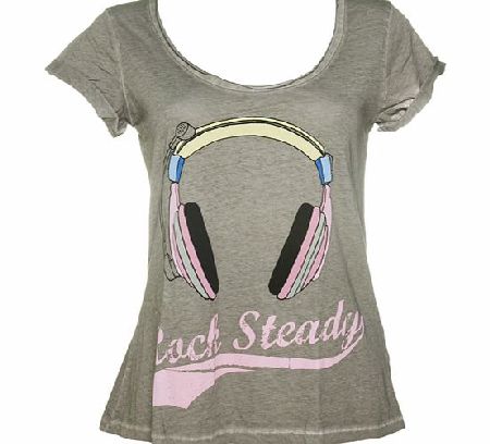 Ladies Rock Steady Oil Wash Scoop Neck T-Shirt