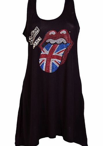 Amplified Vintage Ladies Rolling Stones Diamante Tongue Drape Vest