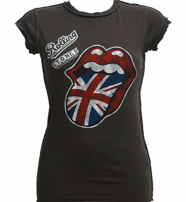 Ladies Rolling Stones UK Flag Tongue T-Shirt from Amplified Vintage