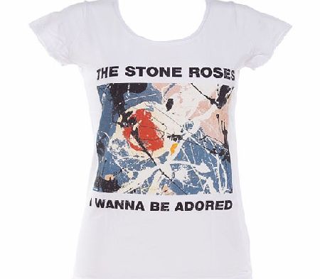 Ladies Stone Roses Wanna Be Adored White Skinny