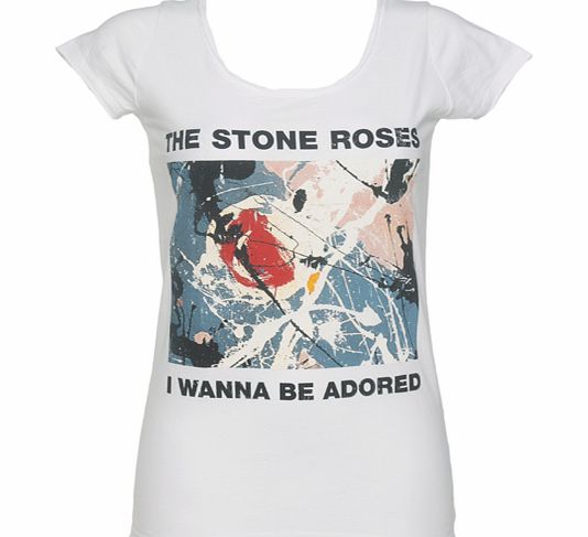Ladies Stone Roses Wanna Be Adored White T-Shirt
