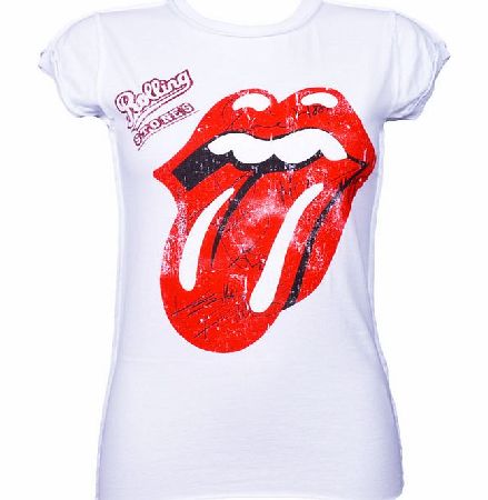Amplified Vintage Ladies White Rolling Stones Autotgraph T-Shirt