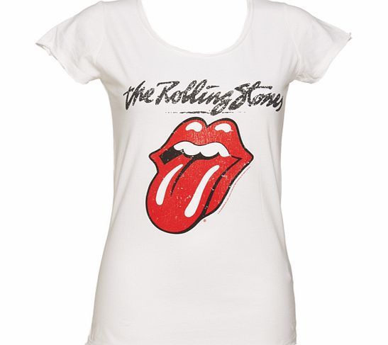 Amplified Vintage Ladies White Rolling Stones Licks T-Shirt from