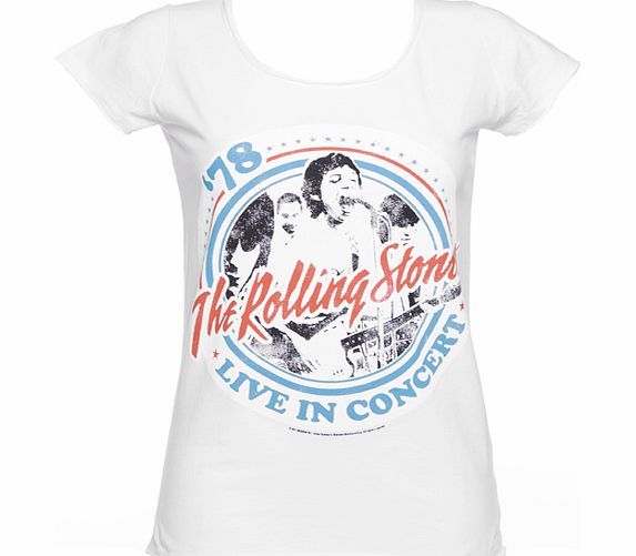 Amplified Vintage Ladies White Rolling Stones Tour 78 T-Shirt