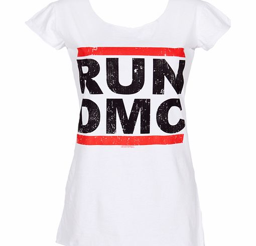 Amplified Vintage Ladies White Run DMC Logo T-Shirt from Amplified