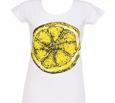 Ladies White Stone Roses Big Lemon T-Shirt from
