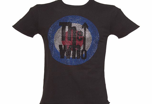Mens Charcoal Diamante The Who Logo T-Shirt