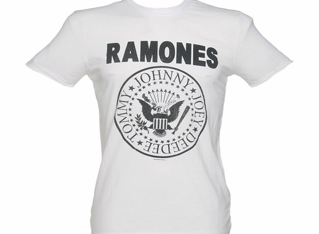 Amplified Vintage Mens Classic White Ramones Logo T-Shirt