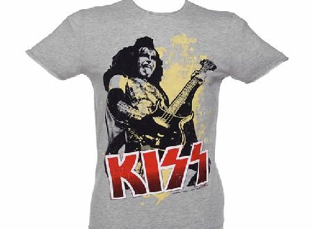 Mens Grey Marl Kiss Guitar T-Shirt from