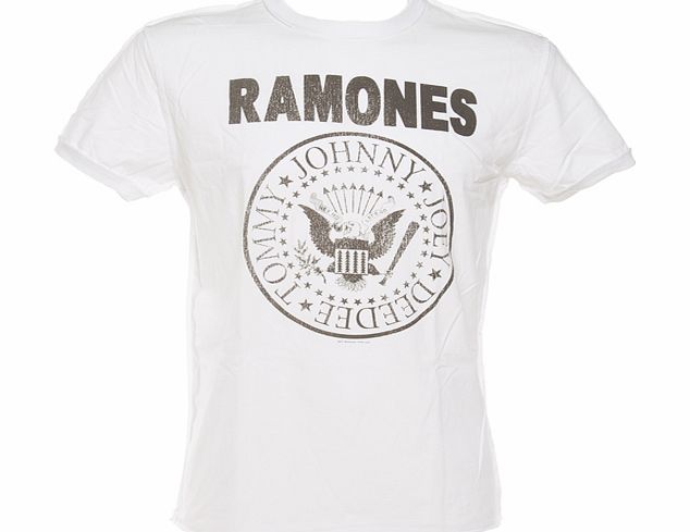 Amplified Vintage Mens Ramones Logo White T-Shirt from