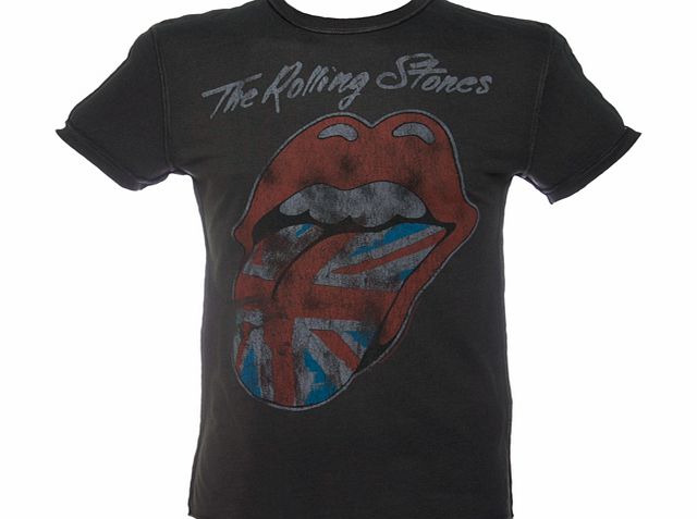 Amplified Vintage Mens Rolling Stones UK Flag Tongue Charcoal