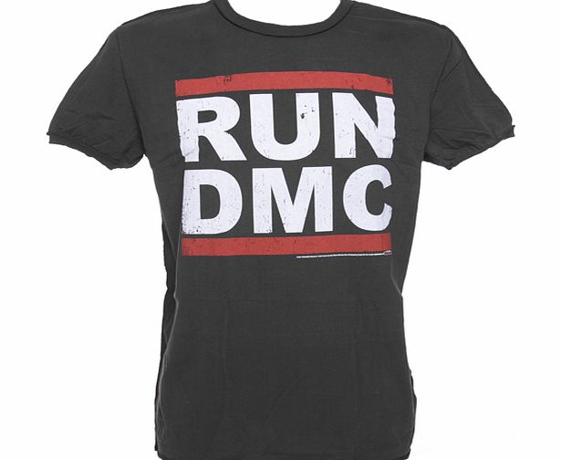 Amplified Vintage Mens Run DMC Logo Charcoal T-Shirt from
