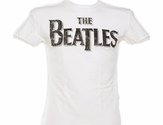 Amplified Vintage Mens The Beatles Logo White T-Shirt from