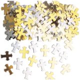 Amscan 14g Table Confeti pack - Silver and Gold Church Cross Table Confetti - Party Table Confetti