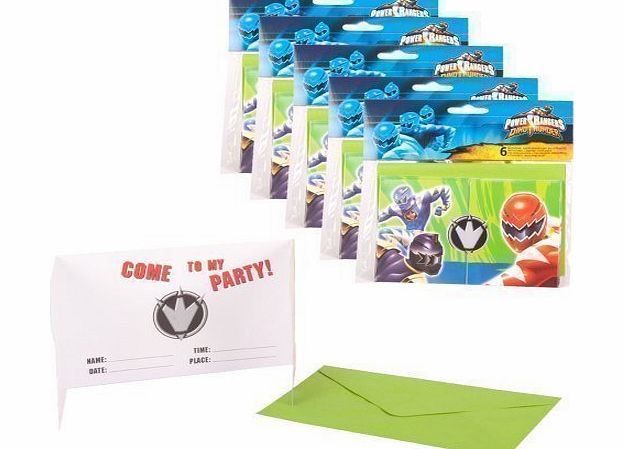 30 x Power Rangers Birthday Party Invitations amp; Envelopes-Dino Thunder