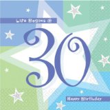 Amscan 30th Birthday napkins - Life Begins Happy 30th Birthday Napkins - Other matching party products - bi