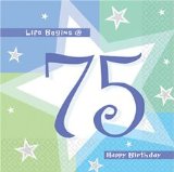 Amscan 75th Birthday napkins - Life Begins Happy 75th Birthday Napkins - Other matching party products - bi