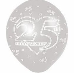 Amscan International Silver Anniversary 27.5 cm Latex Balloons Silver, Pack of 6