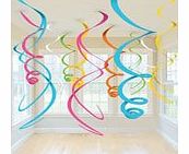 Amscan Multi Coloured Swirl Decorations, Pack of 12