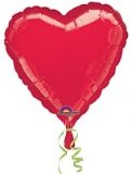 Amscan Red Heart Balloon - Red 18` flat foil heart balloon - christening - wedding - party - anniversary - 