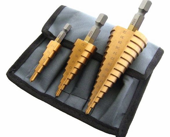 Am-Tech Large High Speed Steel Step Drill Set (3 Pieces)