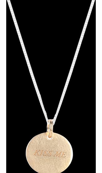Gold Plated Engraved Kiss Me Disk Pendant