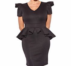 AMY CHILDS Maisie fitted black peplum dress