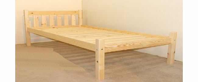 Amy Shaker Bed Double pine bed 4ft small double bed frame- Solid Pine. Complete with solid base slats and centre rail - Chunky 60mm Corner Posts
