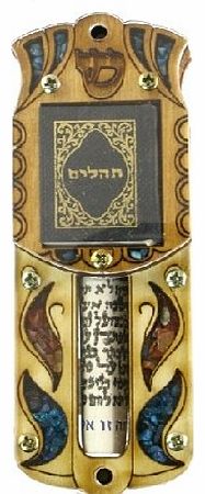 Klaf 8 Kosher Wooden Judaica Jewish Mezuza 10cm case With Psalm Tehilim Book