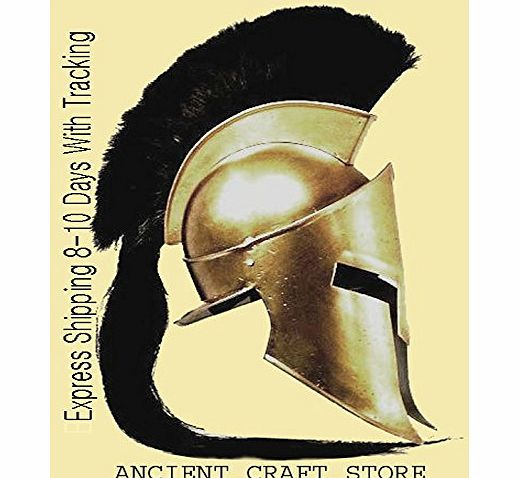 ancientcraftstore 300 King Spartan Helmet With Black Plume (free Display Stand, Liner and Strap)