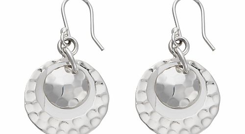 Andea Round Silver Disc Drop Earrings