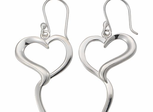 Andea Silver Open Pointed Heart Earrings
