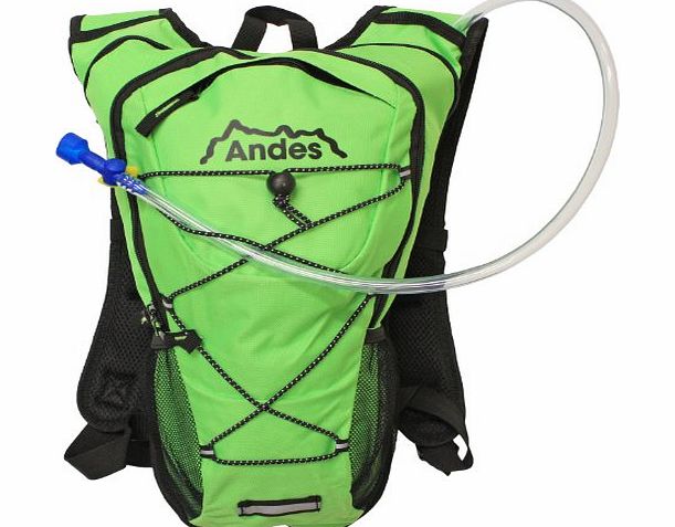2 Litre Bright Green Hydration Pack/Backpack Running/Cycling with Water Bladder/Pockets