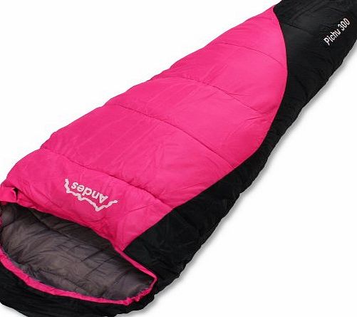 Andes Pichu 300 2-3 Season Childrens/Kids Camping Sleeping Bag Pink/Black